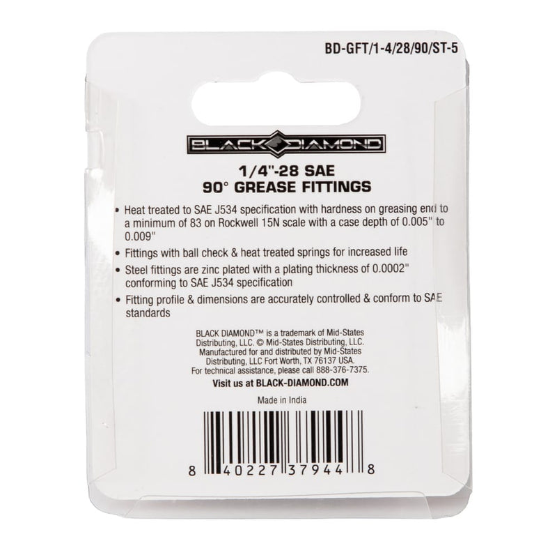 1/4″-28 SAE 90° Grease Fittings