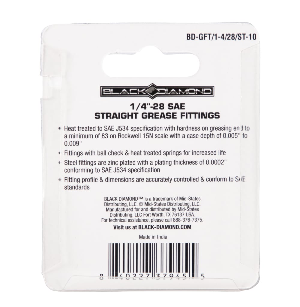 1/4″-28 SAE Straight Grease Fittings