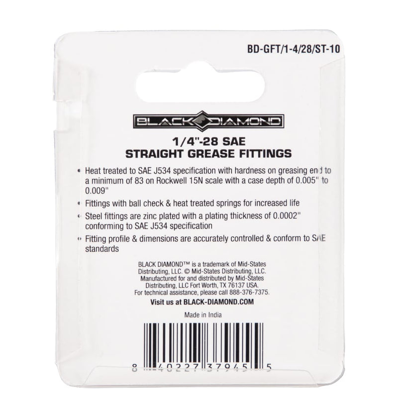 1/4″-28 SAE Straight Grease Fittings