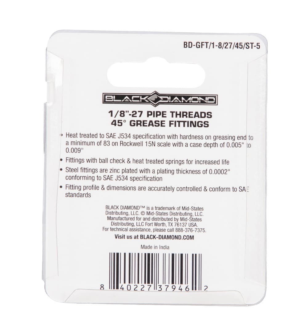 1/8″-27 Pipe Threads 45° Grease Fittings