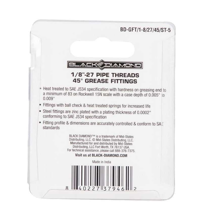 1/8″-27 Pipe Threads 45° Grease Fittings