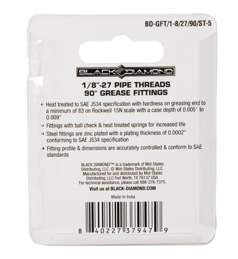 1/8″-27 Pipe Threads 90° Grease Fittings