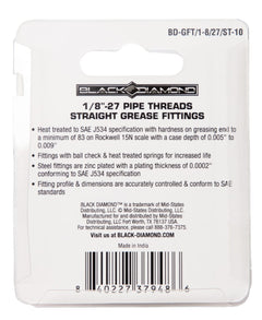 1/8″-27 Pipe Threads Straight Grease Fittings