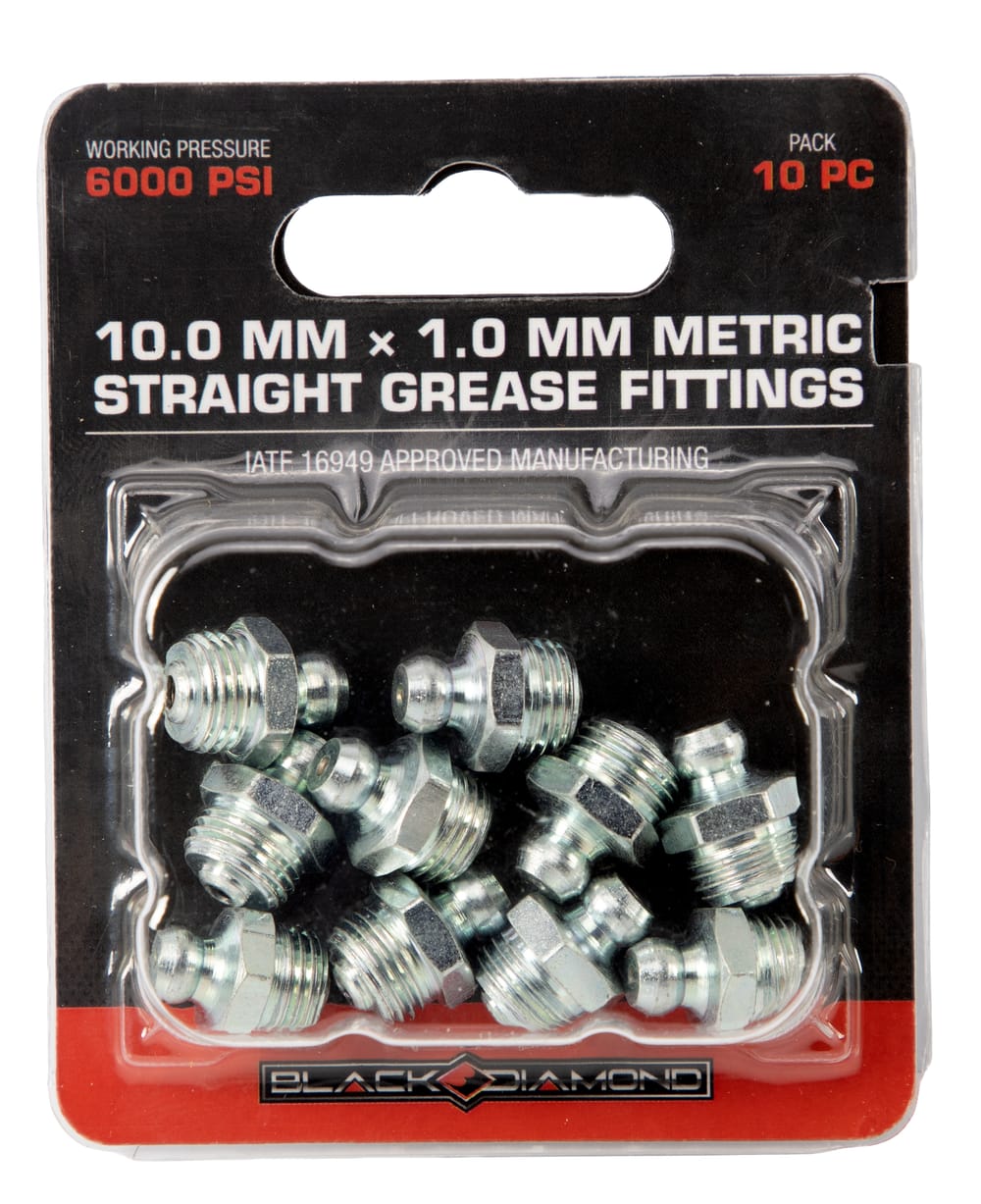 10.0 mm x 1.0 mm Metric Straight Grease Fittings