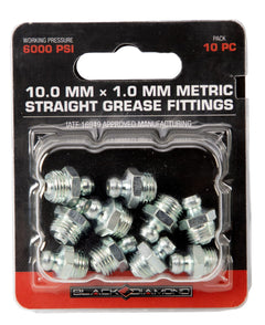 10.0 mm x 1.0 mm Metric Straight Grease Fittings