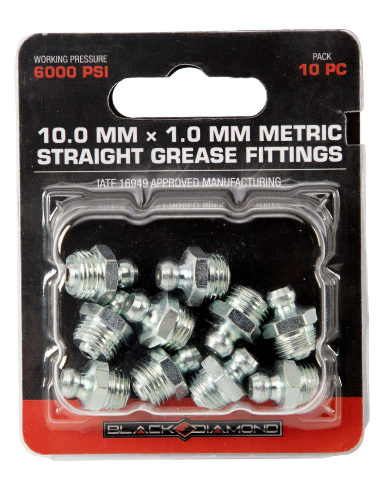 10.0 mm x 1.0 mm Metric Straight Grease Fittings