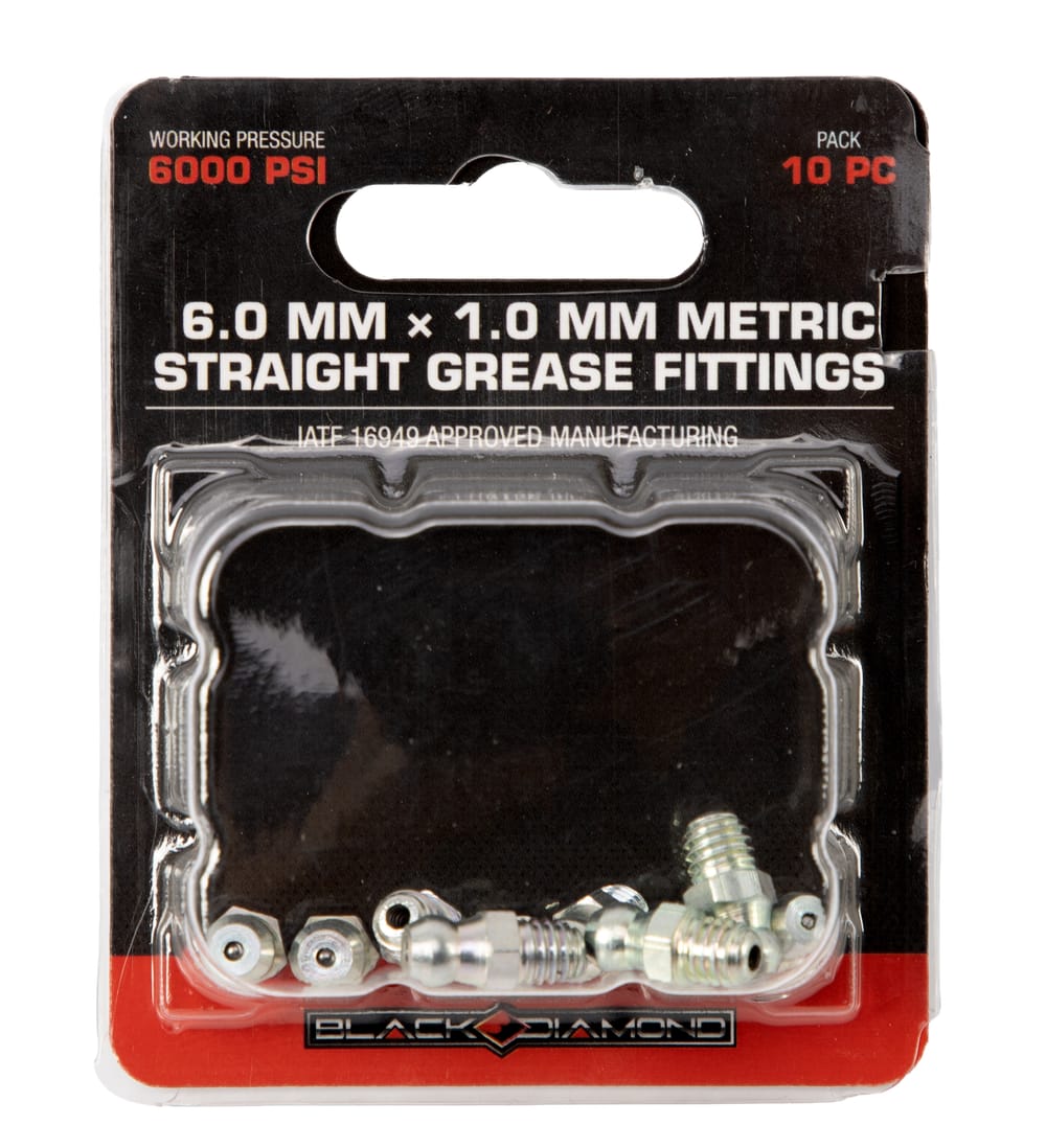 6.0 mm x 1.0 mm Metric Straight Grease Fittings