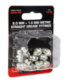 8.0 mm x 1.0 mm Metric Straight Grease Fittings