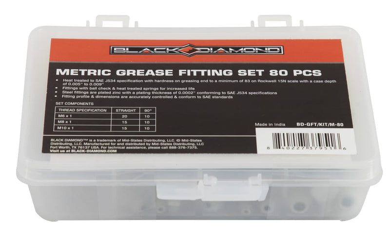 Metric Grease Fitting Set 80 PCS