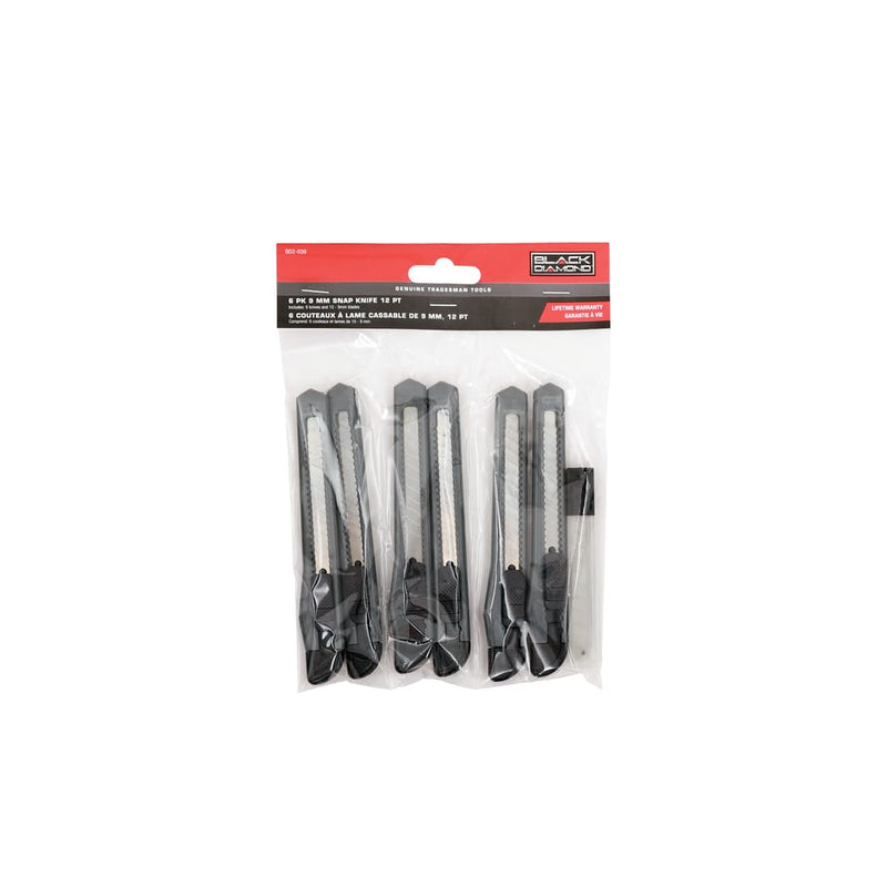 6 PK 9 mm Snap Knife 12 PT