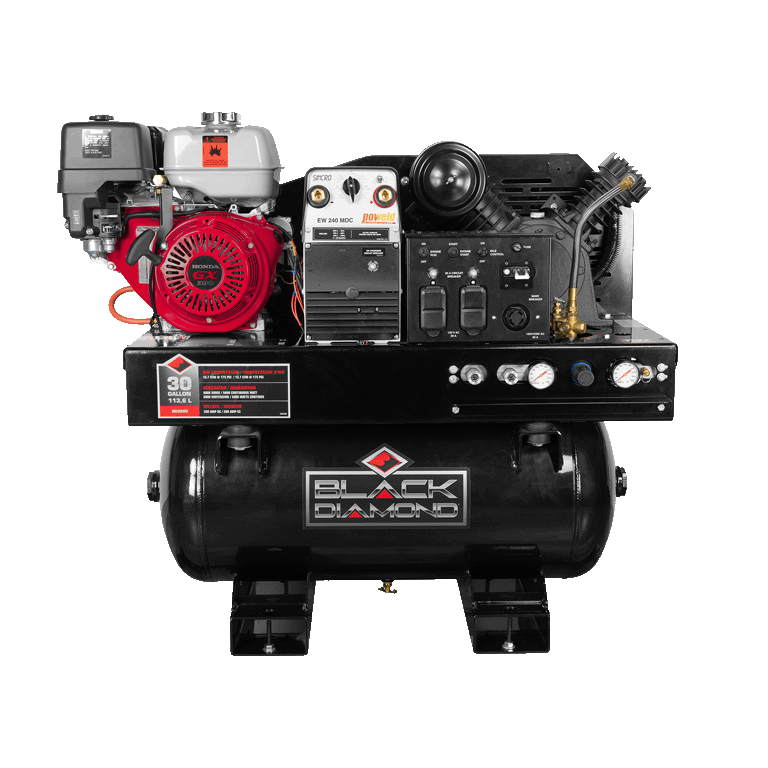 30 Gallon, 175 PSI, Two Stage Oil Lube Belt Drive 3 in 1 Air Compressor / Generator / Welder with Honda GX390 Gas Engine