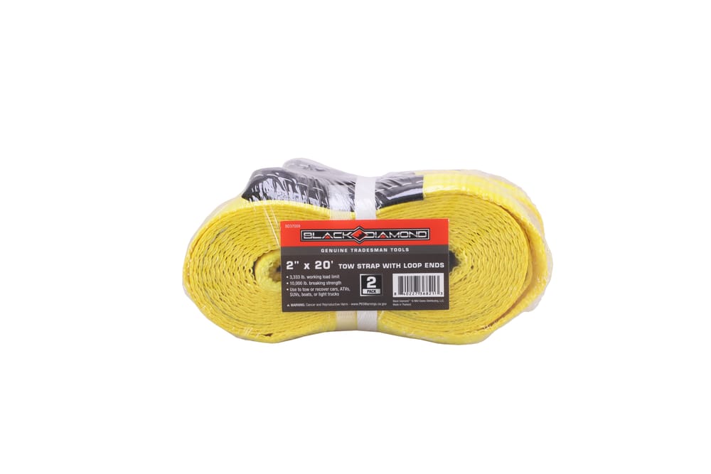 2″ x 20′ Tow Strap with Loop Ends - 2 Pack