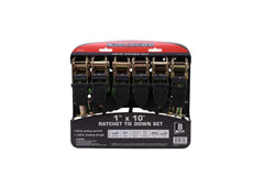 1″ x 10′ Ratchet Tie Down Set (8 Pack)