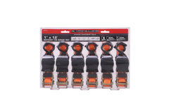 1″ x 12′ Ratchet Tie Down Set - 400 lb. Working Load Limit (6 Pack)