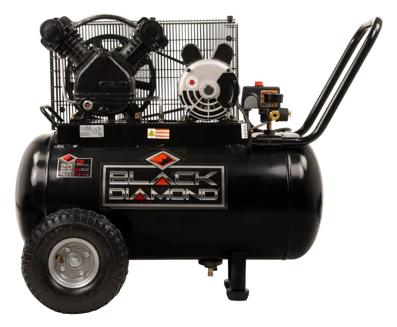 20 Gallon Horizontal Portable, 1.6 RHP, 125 PSI, Oil Lube Belt Drive Air Compressor