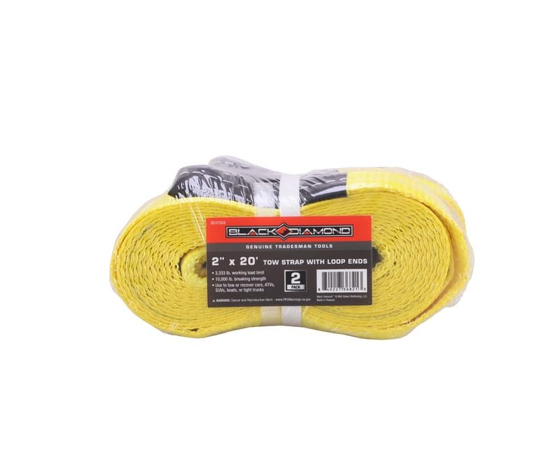 2″ x 20′ Tow Strap with Loop Ends - 2 Pack