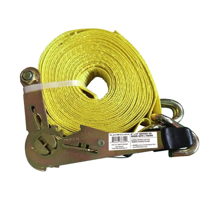 2″ x 27′ Ratchet Tie Down with J Hooks