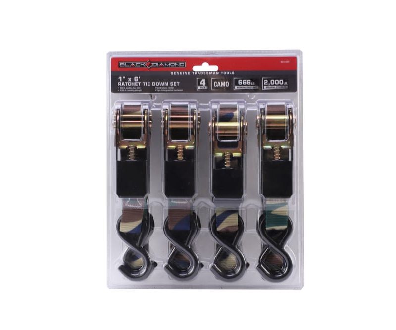1″ x 6′ Ratchet Tie Down Set (4 Pack)